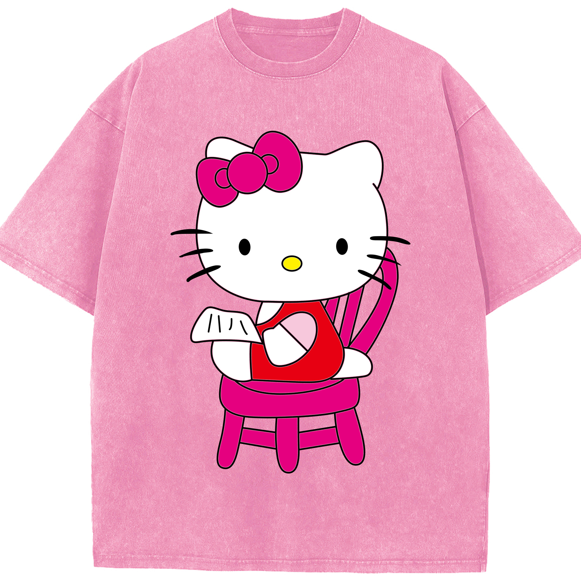 （画像用） Hello Kitty ハローキティ 綿100% ヴィンテージ風 半袖Tシャツ（フロントプリント）
